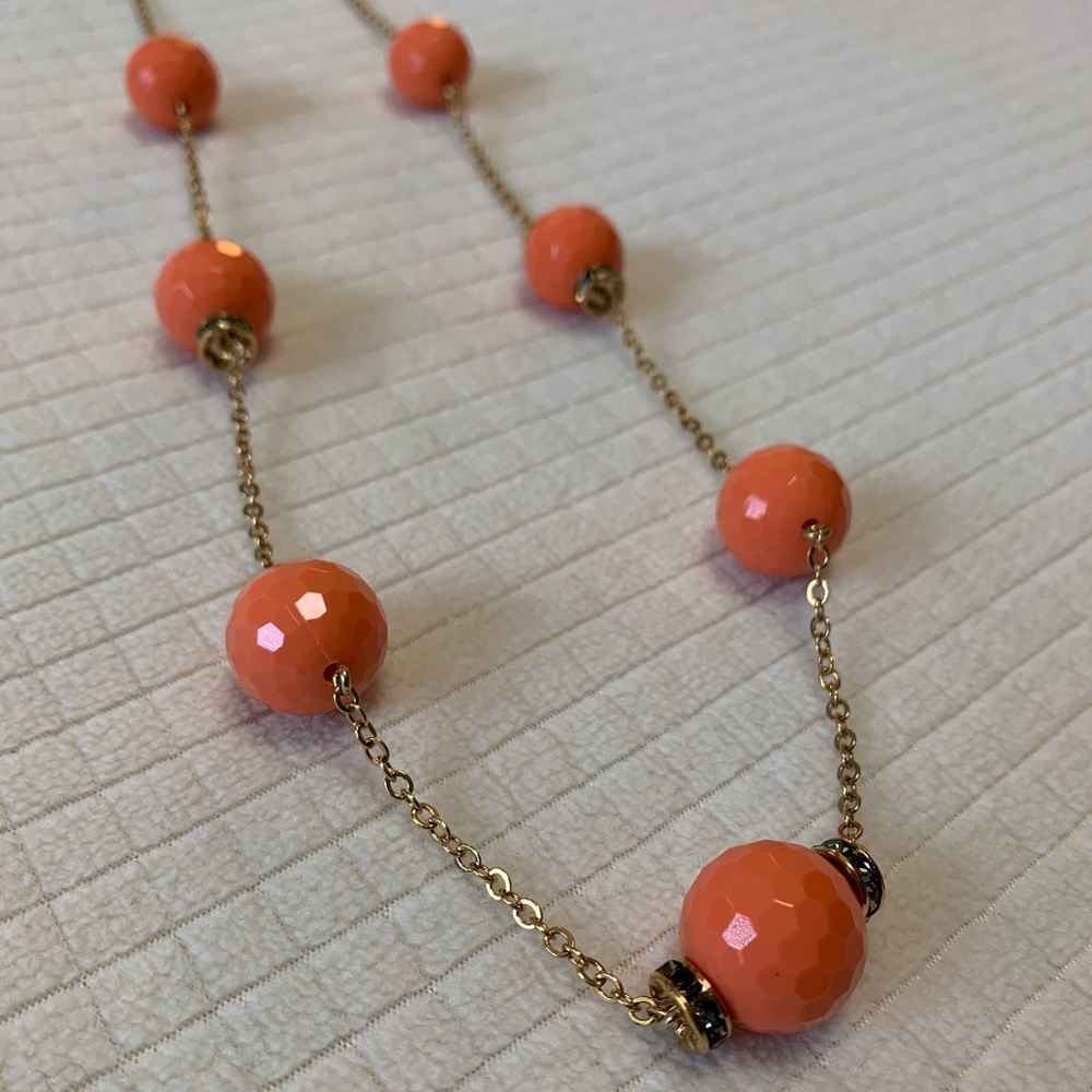 J Crew faceted coral beaded necklace - Picture 2 of 7
